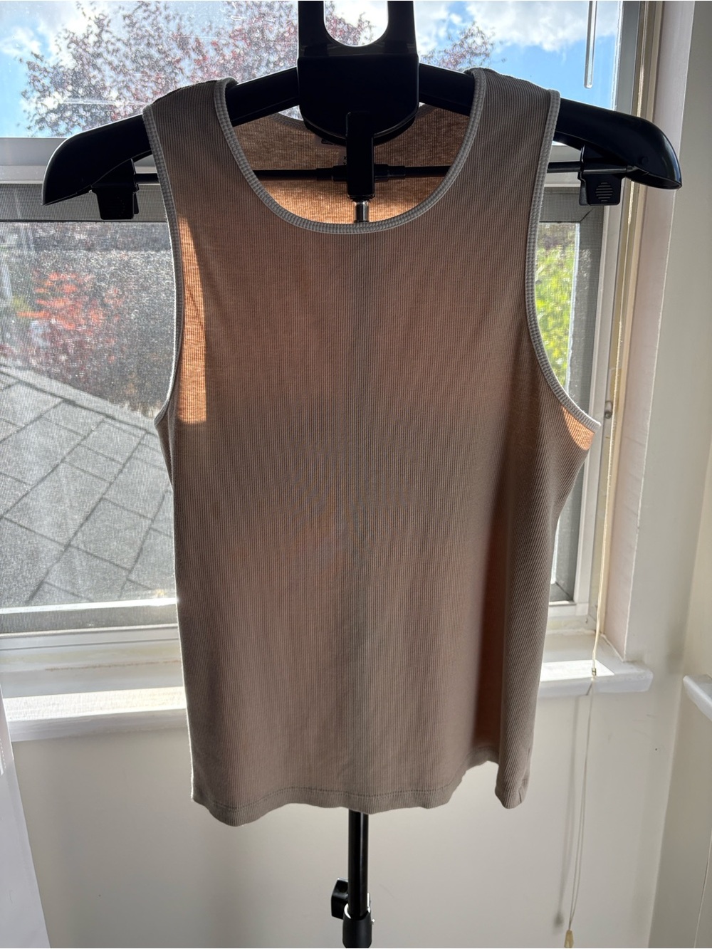 Reitmans Taupe Ribbed Tank with Contrast Trim